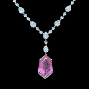 Elegant Pink Tourmaline & Pearl Drop Necklace