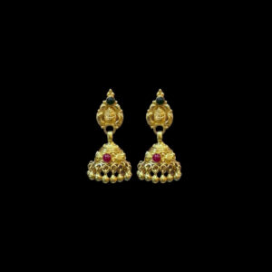 Regal Ruby & Emerald Gold Jhumkas