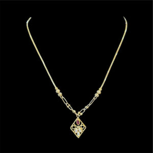 Elegant Ruby Pendant Gold Chain