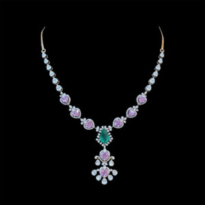 Ethereal Pink Sapphire & Emerald Diamond Necklace