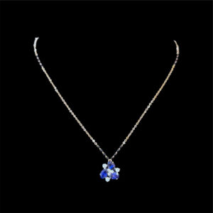 Dainty Blue Sapphire Diamond Pendant Chain