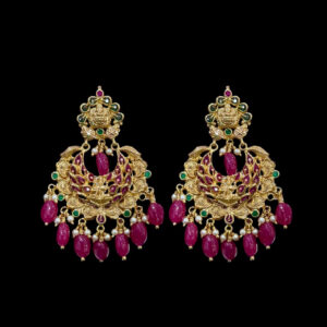Regal Peacock Ruby Bead Chandbali