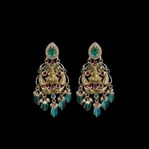 Divine Lakshmi Emerald Bead Chandbali