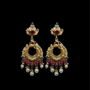 Regal Kempu Chandbali Pearl Jhumkas