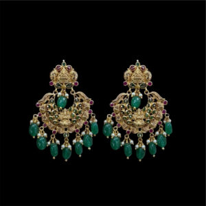 Regal Chandbali Emerald Drop Jhumkas