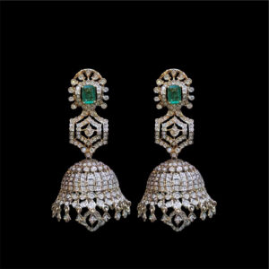 Majestic Emerald & Diamond Jhumkas