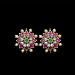 Regal Kempu & Pearl Floral Studs
