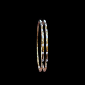 Elegant Two-Tone CZ Gold Bangles