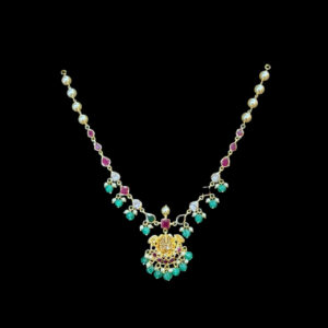 Divine Lakshmi Gold Emerald Bead Necklace