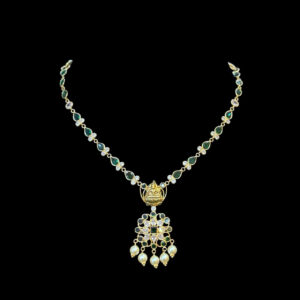 Graceful Lakshmi Gold Emerald & Pearl Necklace