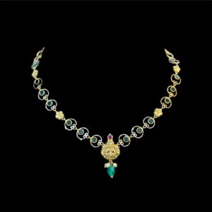Divine Lakshmi Gold Emerald Necklace