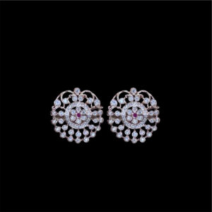 Dainty Ruby & Diamond Floral White Gold Studs