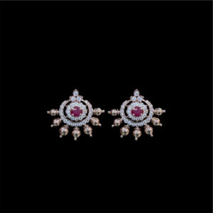 Ornate Ruby & Diamond Chand Stud Earrings