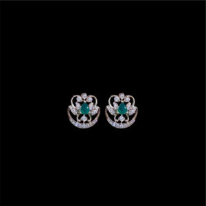 Graceful Emerald & Diamond Floral Studs