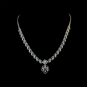 Elegant Diamond Floral Rose Gold Necklace