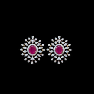 Regal Ruby & Diamond Floral Studs
