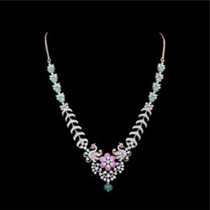 Ethereal Emerald & Diamond Floral Necklace