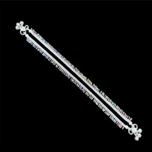 Ornate Silver Beaded Ghungroo Anklets