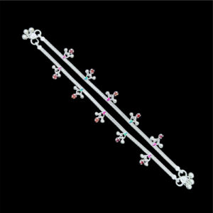 Ornate Silver Floral Gemstone Anklets