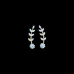 Ethereal Diamond Leafy Vine Ear Climbers