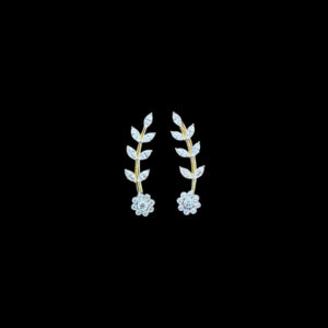 Ethereal Diamond Leafy Vine Ear Climbers