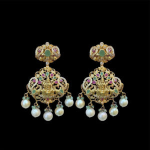 Divine Lakshmi Antique Gold Pearl Jhumkas