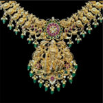 Divine Lakshmi Kempu Emerald Gold Haram