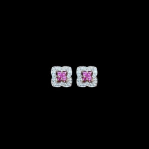 Regal Ruby & Diamond Blossom Studs