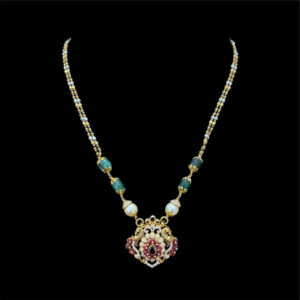 Divine Kempu & Turquoise Black Bead Mangalsutra