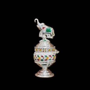 Ornate Silver Elephant Kumkum Barani