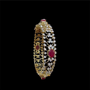 Regal Ruby & Diamond Gold Kada