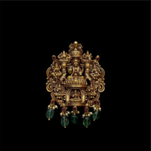 Ornate Lakshmi Lotus Antique Gold Pendant in 22 KT gold by Gold Palace, Nellore