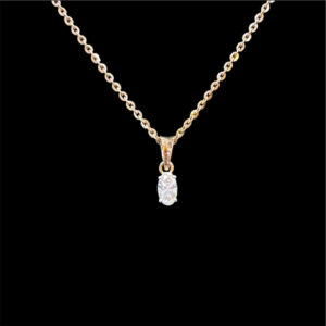 Dainty Oval Solitaire Diamond Rose Gold Pendant in 18 KT gold by Gold Palace, Nellore