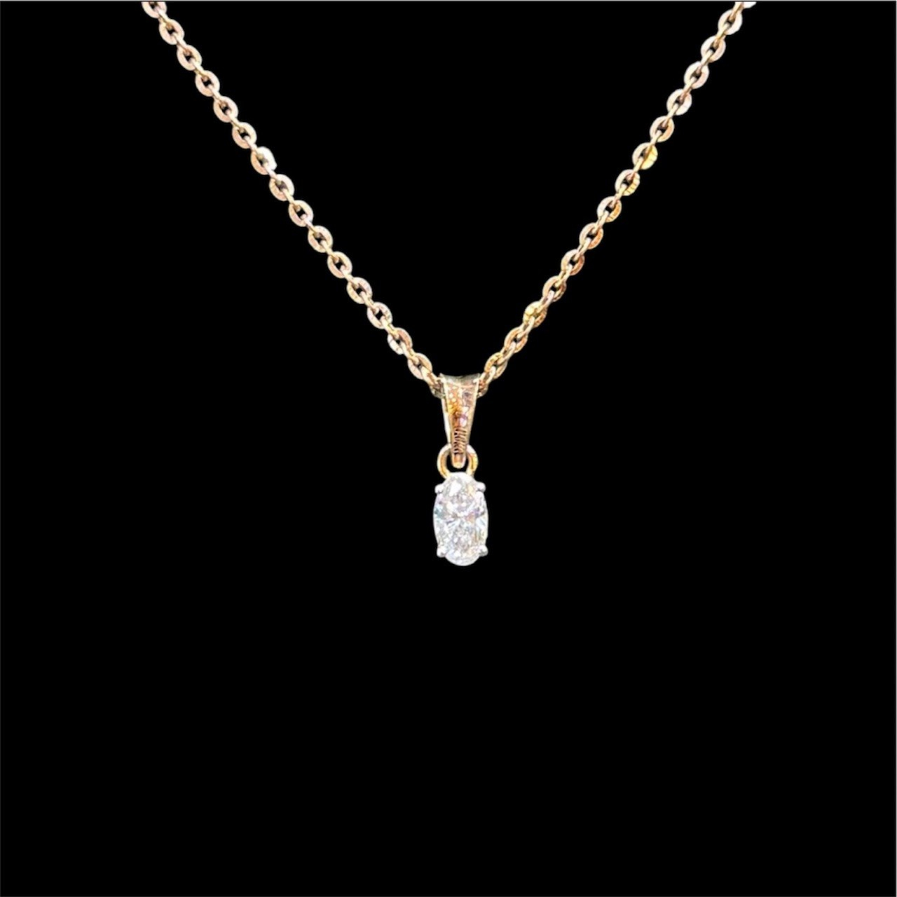 photo_6208731296796710070_y Dainty Oval Solitaire Diamond Rose Gold Pendant in 18 KT gold by Gold Palace, Nellore