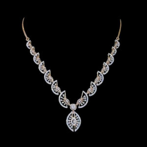 Ethereal Fan-Motif Diamond Necklace in 18 KT gold by Gold Palace, Nellore