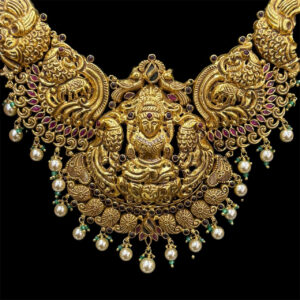 Heritage Lakshmi Pearl-Drop Gold Haaram in 22 KT gold by Gold Palace, Nellore