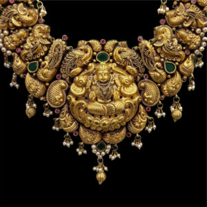 Opulent Peacock Lakshmi Antique Gold Haaram in 22 KT gold by Gold Palace, Nellore