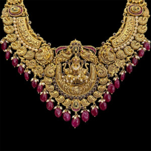 Regal Peacock Lakshmi Antique Gold Haaram in 22 KT gold by Gold Palace, Nellore
