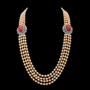 Graceful Coral & Pearl Bead Rose Gold Chain in 18 KT gold by Gold Palace, Nellore