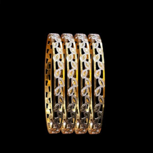 Elegant Two-Tone Leaf Vine Gold Bangles in 22 KT gold by Gold Palace, Nellore