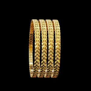 Heritage Leaf-Carved Gold Bangles in 22 KT gold by Gold Palace, Nellore