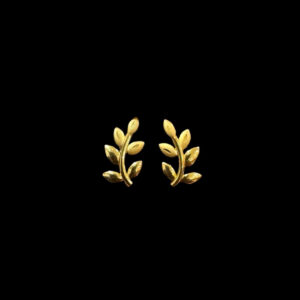 Sunlit Leaf-Branch Gold Studs in 22 KT gold by Gold Palace, Nellore