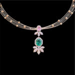 Opulent Emerald-Green Drop Rose Gold Necklace in 18 KT gold by Gold Palace, Nellore