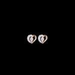Radiant Diamond Pave Heart Rose Gold Studs in 18 KT gold by Gold Palace, Nellore
