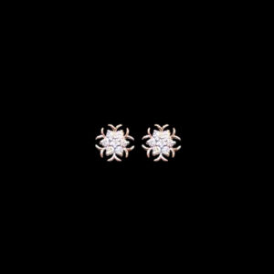 Celestial Diamond Snowflake Rose Gold Studs in 18 KT gold by Gold Palace, Nellore