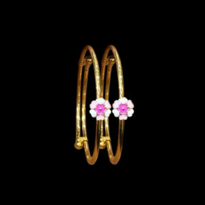 Blooming Pink Blossom Enamel Gold Baby Bangles in 22 KT gold by Gold Palace, Nellore
