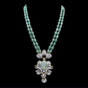 Serene Emerald Bead Rose Gold Pendant Chain in 18 KT gold by Gold Palace, Nellore