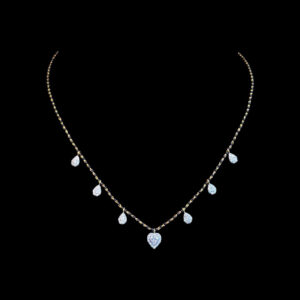 Radiant CZ Heart Black Bead Gold Chain in 22 KT gold by Gold Palace, Nellore