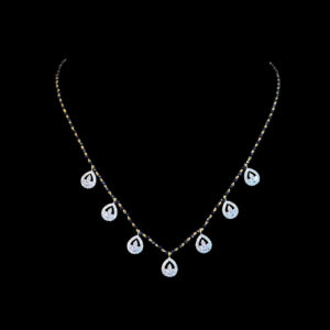 Dainty CZ Teardrop Black Bead Gold Chain in 22 KT gold by Gold Palace, Nellore